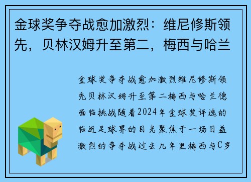 金球奖争夺战愈加激烈：维尼修斯领先，贝林汉姆升至第二，梅西与哈兰德面临挑战