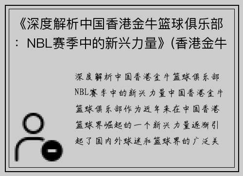 《深度解析中国香港金牛篮球俱乐部：NBL赛季中的新兴力量》(香港金牛集团控股有限公司)